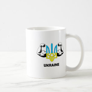 Oekraïne is kracht! Embleem van Oekraïne. Drietand Koffiemok