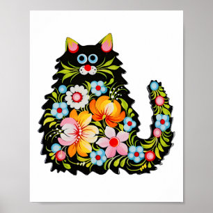 Oekraïne Kat Bloem Vintage Oekraïense Vlag Mannen  Poster