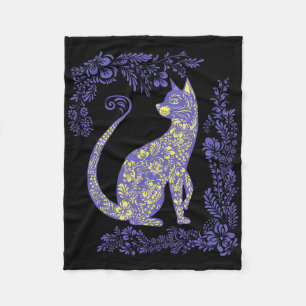 Oekraïne Kat Schattig Bloemig Vintage Oekraïense V Fleece Deken
