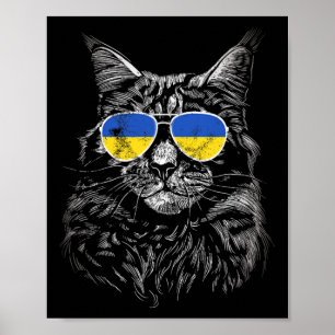 Oekraïne Kat Slava Oekraïne Zonnebril Vlag Voor Ma Poster