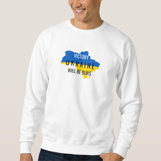 Oekraïne Kleuren Overwinning Overlay Witte Sweater (Voorkant)
