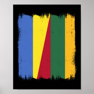 Oekraïne Litouwen Half Vlag Oekraïens Litouws R Poster