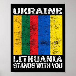 Oekraïne Litouwen Staat Met Jou Litouwse Steun Poster