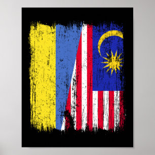Oekraine Maleisië Half Vlag Oekraïense Maleisische Poster