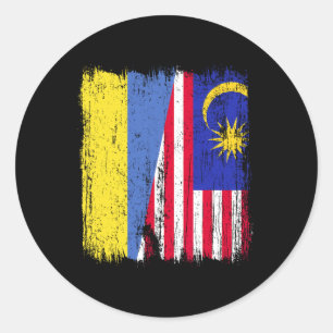 Oekraine Maleisië Halve Vlag Oekraïense Maleisisch Ronde Sticker