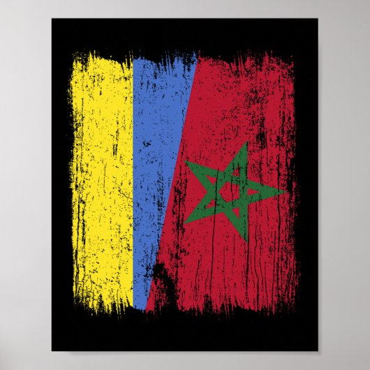 Oekraïne Marokko Half Vlag Oekraïense Marokkaanse Poster (Voorkant)
