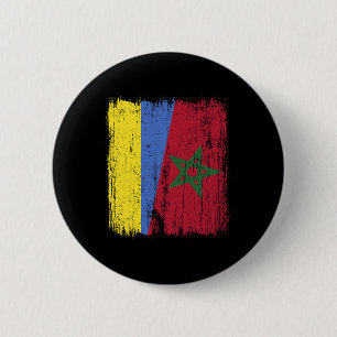 Oekraine Marokko Half Vlag Oekraïense Marokkaanse Ronde Button 5,7 Cm