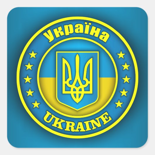 Oekraïne Medallion Vierkante Sticker (Voorkant)