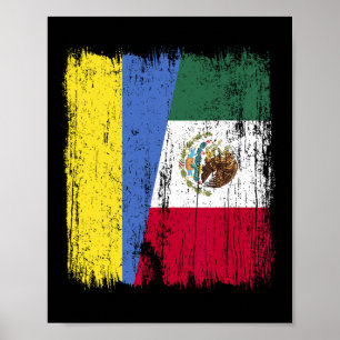 Oekraïne Mexico Halve Vlag Oekraïense Mexicaanse E Poster
