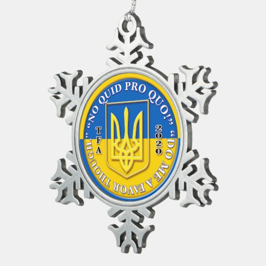 Oekraïne "No Quid Pro Quo" Sneeuwvlok Tin Sneeuwvlok Ornament (Rechts)