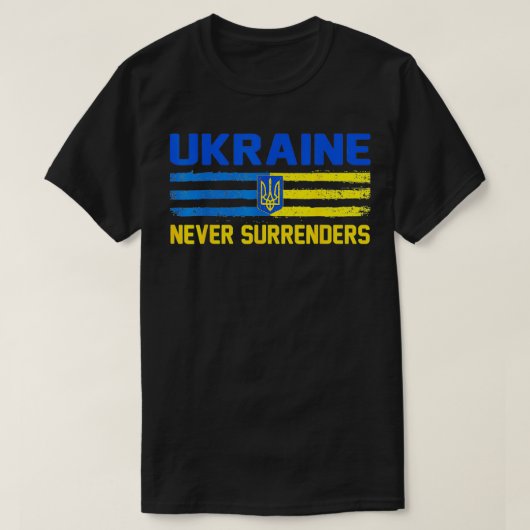 OEKRAÏNE nooit overleveringen, Oekraïense vlag en  T-shirt (Design voorkant)