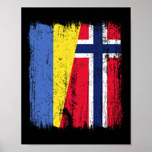 Oekraïne Noorwegen Half Vlag Oekraïense Noorse Afk Poster