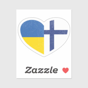 Oekraïne Oekraïens Finland Fins Hart Liefde Vlag Sticker