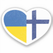 Oekraïne Oekraïens Finland Fins Hart Liefde Vlag Sticker (Voorkant)