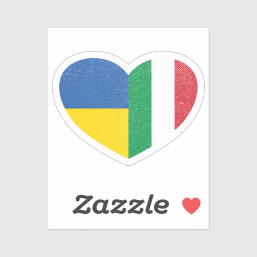 Oekraïne Oekraïens Italië Italiaans Hart Liefde Vl Sticker (Vel)