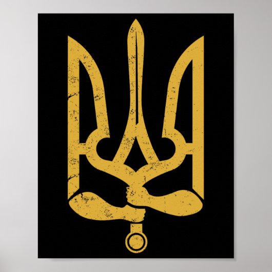 Oekraïne Oekraïens Kiev Trysub Vlag 10  Poster (Voorkant)