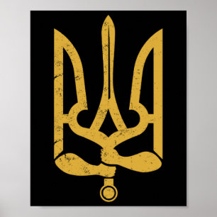 Oekraïne Oekraïens Kiev Trysub Vlag 10  Poster