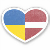 Oekraïne Oekraïens Letland Lets Hart Liefde Vlag Sticker (Voorkant)