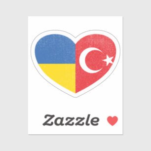 Oekraïne Oekraïens Turkije Turks Hart Liefde Vlag Sticker