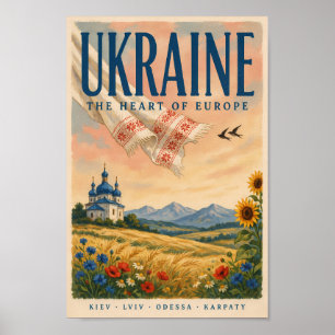 Oekraïne Oekraïense Landschapsillustratie Reizen Poster