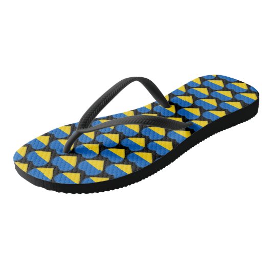 Oekraïne Oekraïense vlag kleuren harten patroon Teenslippers (Schuin)