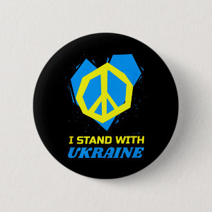 Oekraïne Oekraïense Vlag Vrede Ik Sta Bij Oekraïne Ronde Button 5,7 Cm