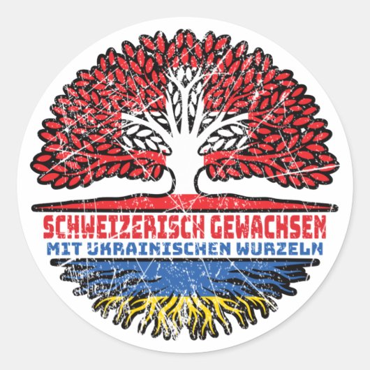 Oekraïne Oekraïne Oekraïinisch Schweizer Schweiz B Ronde Sticker (Voorkant)