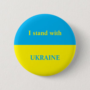 Oekraïne ondersteunt de gele blauwe vlag ronde button 5,7 cm
