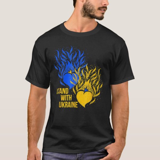 Oekraïne ondersteunt Oekraïense vlag Blauwe Geel F T-shirt (Voorkant)