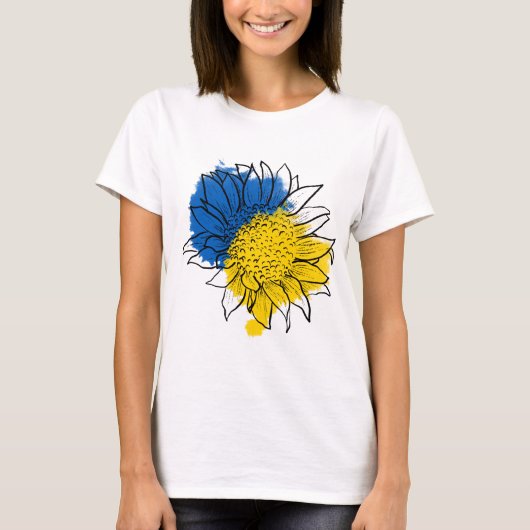 Oekraïne ondersteunt zonnebloem t-shirt (Voorkant)