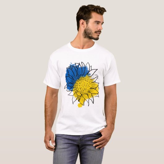 Oekraïne ondersteunt zonnebloem t-shirt (Voorkant volledig)