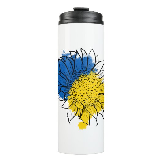 Oekraïne ondersteunt zonnebloem thermosbeker (Voorkant)