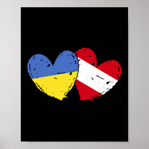 Oekraïne Oostenrijk Hart Vlag Oekraïense Oostenrij Poster