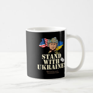 Oekraïne Overzicht Vlag VS Zelenskyhond Tag Stand Koffiemok