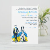 Oekraïne paar bruiloft uitnodiging (Staand voorkant)