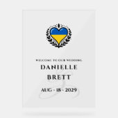 Oekraïne Paar Hart Bruiloft Welkom Acryl Bord (Voorkant)