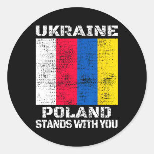 Oekraïne Polen Staat Achter U Poolse Steun 1  Ronde Sticker