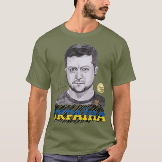 Oekraïne President Zelenskyy Autograaf T-Shirt (Voorkant)