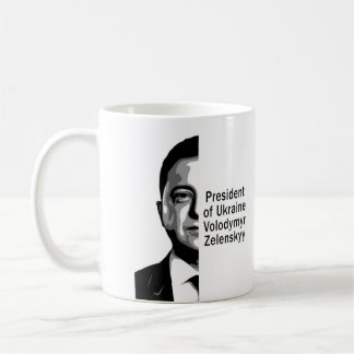 Oekraïne President Zelenskyy Half Portret B&W Art Koffiemok