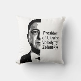 Oekraïne President Zelenskyy Half Portret B&W Art Kussen