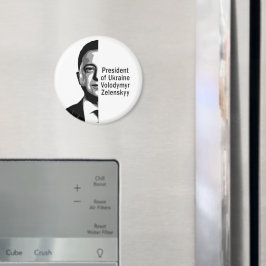 Oekraïne President Zelenskyy Half Portret B&W Art Magneet