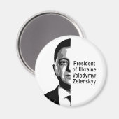 Oekraïne President Zelenskyy Half Portret B&W Art Magneet (Voorkant / Achterkant)