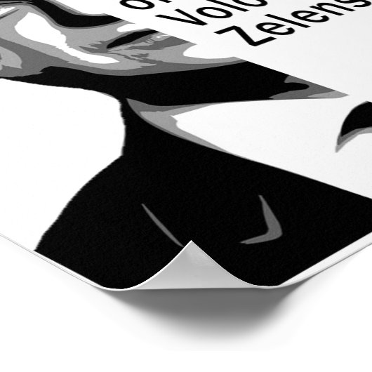 Oekraïne President Zelenskyy Half Portret B&W Art Poster (Hoek)