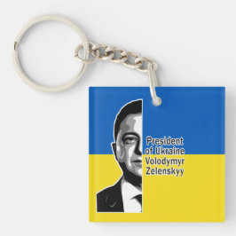 Oekraïne President Zelenskyy Half Portret B&W Art Sleutelhanger