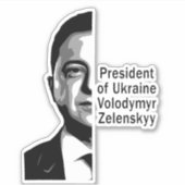 Oekraïne President Zelenskyy Half Portret B&W Art Sticker (Voorkant)