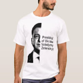 Oekraïne President Zelenskyy Half Portret B&W Art T-shirt (Voorkant)