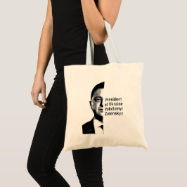 Oekraïne President Zelenskyy Half Portret B&W Art Tote Bag