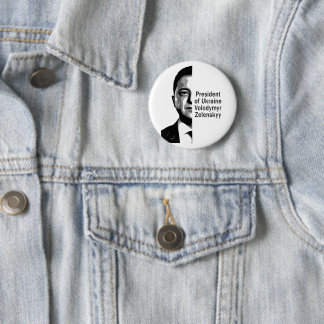 Oekraïne President Zelenskyy Half Portret B&W Ronde Button 5,7 Cm