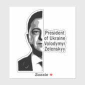 Oekraïne President Zelenskyy Half Portret B&W Sticker (Vel)