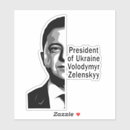 Oekraïne President Zelenskyy Half Portret B&W Sticker